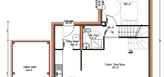 Plan de maison Surface terrain 76 m2 - 4 pièces - 3  chambres -  sans garage 