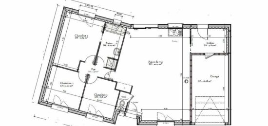 Plan de maison Surface terrain 88 m2 - 5 pièces - 3  chambres -  avec garage 