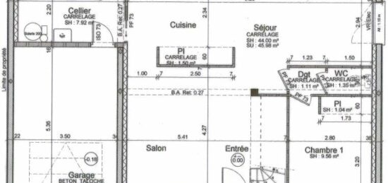 Plan de maison Surface terrain 105 m2 -  - 4  chambres -  avec garage 