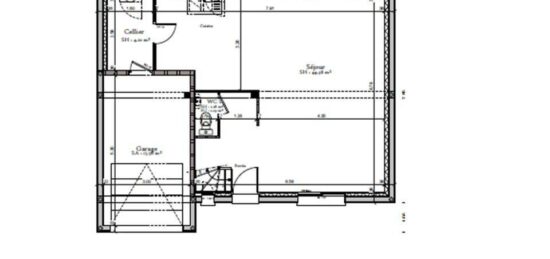 Plan de maison Surface terrain 50 m2 - 5 pièces - 3  chambres -  avec garage 