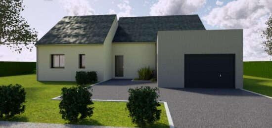 Plan de maison Surface terrain 100 m2 - 5 pièces - 3  chambres -  avec garage 