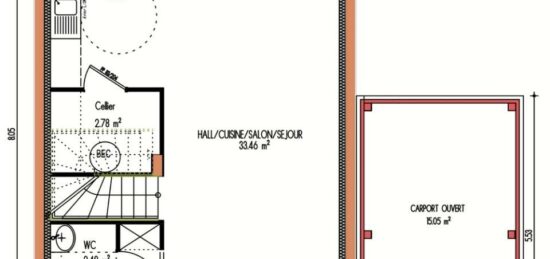 Plan de maison Surface terrain 75 m2 - 4 pièces - 3  chambres -  sans garage 