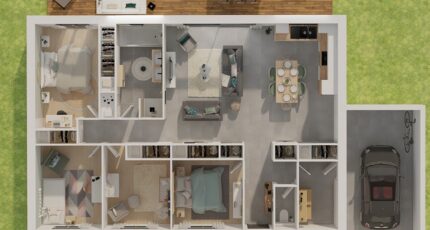 Plain-pied GA 4 ch _ CHAMBRE TWIN + GARAGE SUITE PARENTALE 32110-4586modele620210611PSRT0.jpeg - Maine Construction