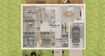 Plain-pied GI 3 ch _ CHAMBRE TWIN + GARAGE SUITE PARENTALE 32104-4586modele720210611Ddxra.jpeg - Maine Construction